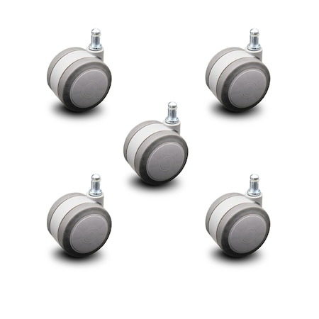 Service Caster 3" Gray Soft Wheel Grip Ring Office Chair Casters  SCC, PK5 SCC-GR02S75-TPR-GRY-716-5